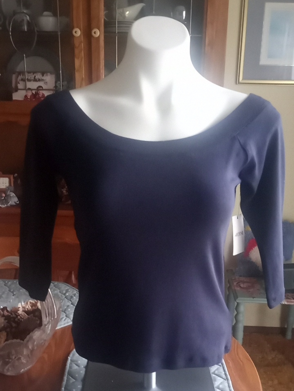 Ardene Navy Boatneck Long Sleeve Top